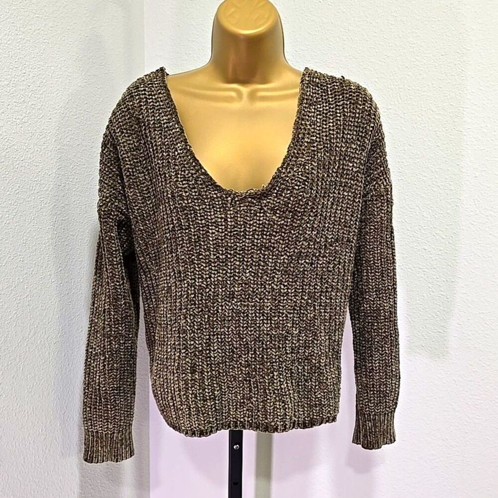 Olive Green Chenille Chunky Knit Sweater Women's Med Backless Cozy Forest Goblin